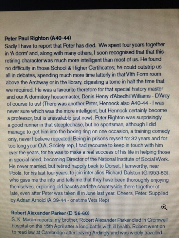Peter Righton obituary