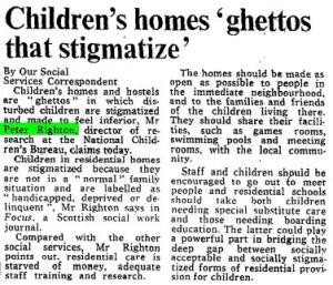 Times 180973 - Children's homes 'ghettos that stigmatize'